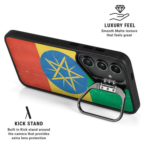 Ethiopia Flag Distressed Galaxy S25 Kickstand Case